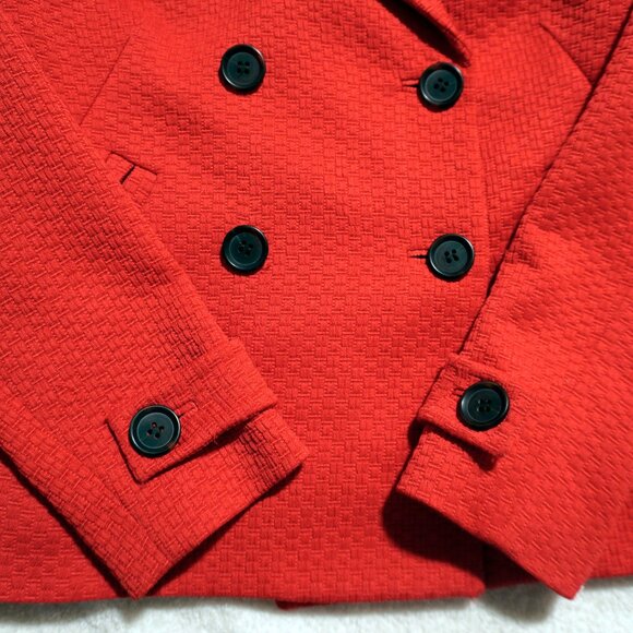 Talbots Ruby Red Tweed Double-Breasted Blazer Jacket 4p Classic Tailored - Picture 6 of 10